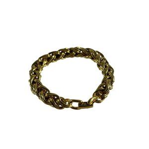 Vintage Monet Chunky Chain Bracelet Gold Tone Twisted Rope 7" Long